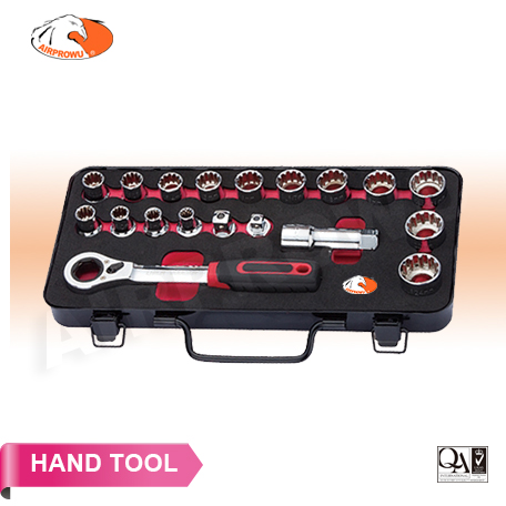 BGS 2181" Gear Lock Go Through Socket Set, Silver/Blue